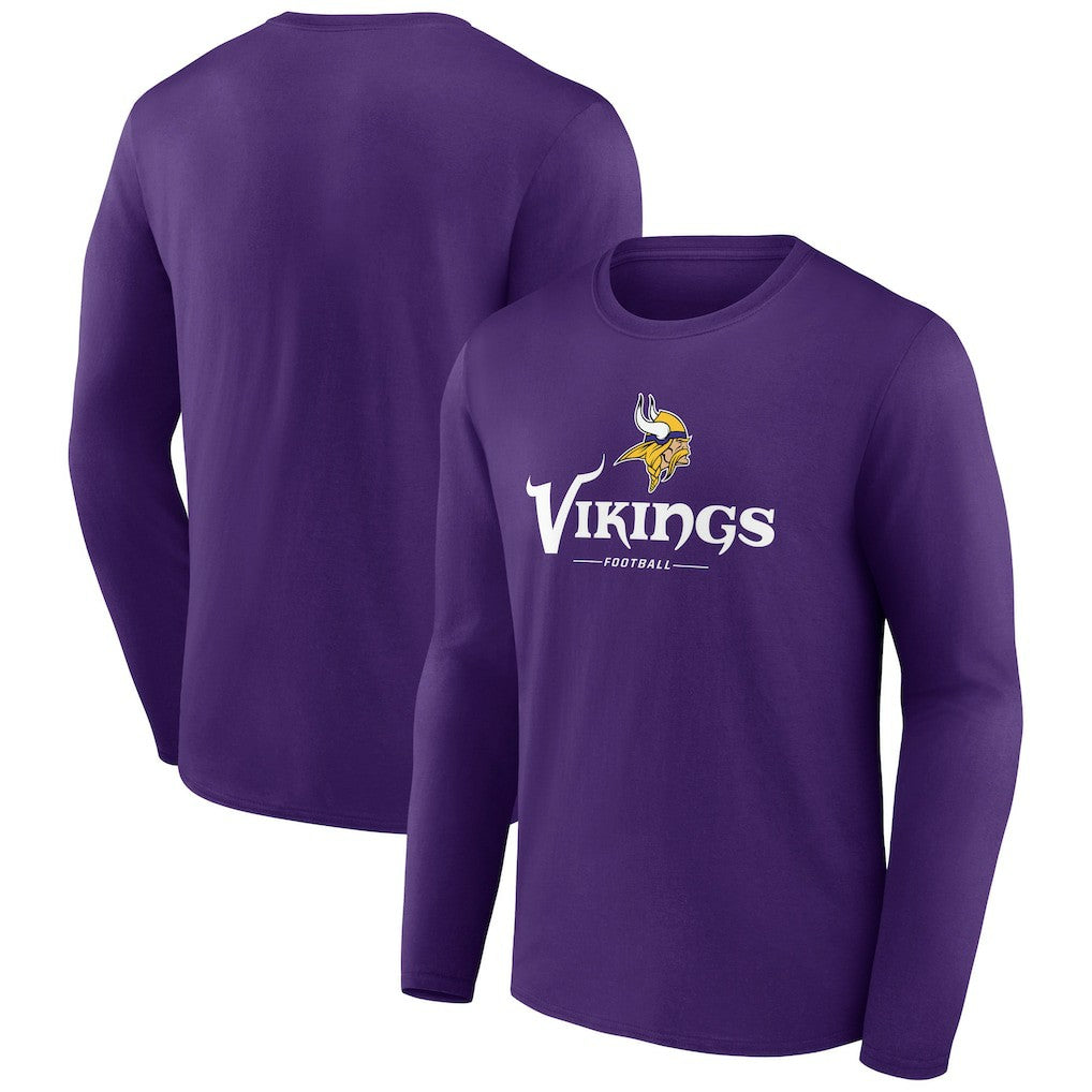 Minnesota Vikings Logo Team Lockup Long Sleeve T-Shirt - Purple on sale