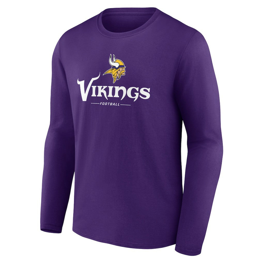 Minnesota Vikings Logo Team Lockup Long Sleeve T-Shirt - Purple on sale
