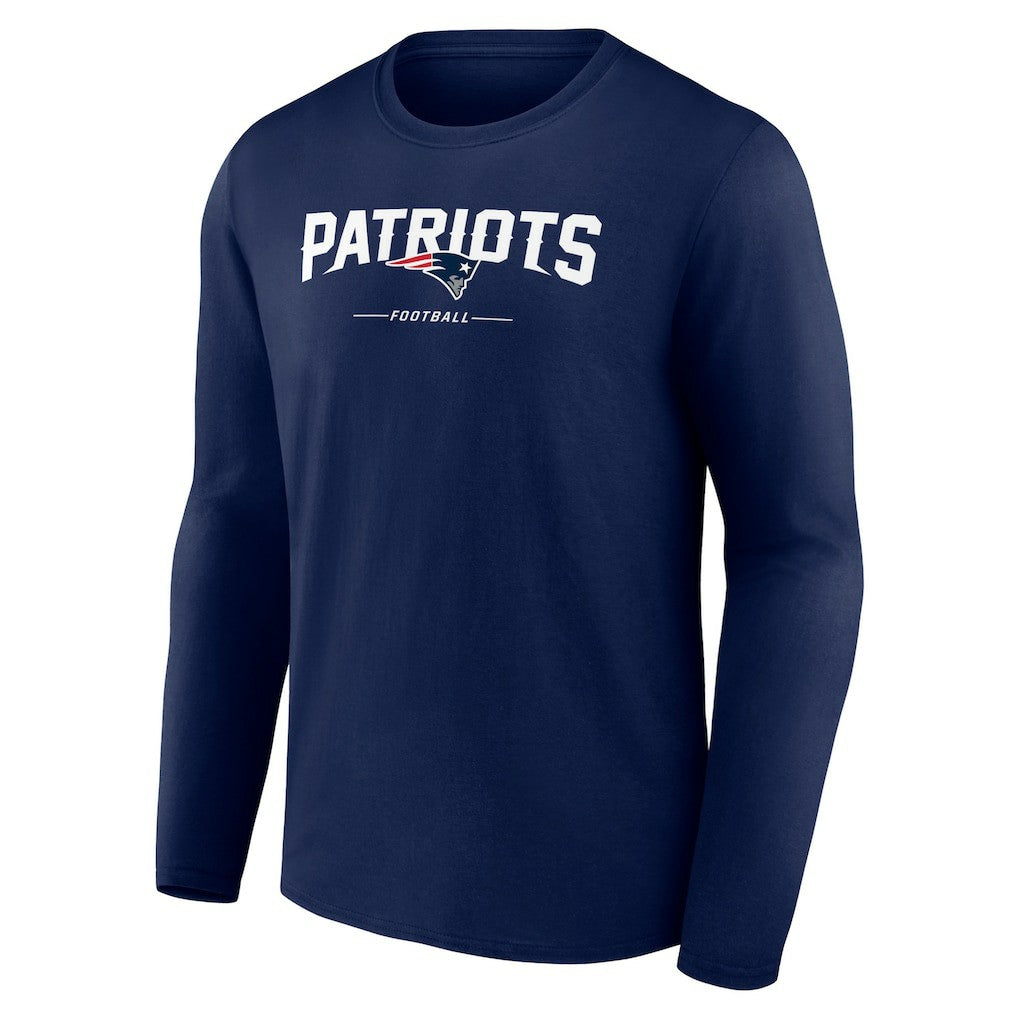 New England Patriots Logo Team Lockup Long Sleeve T-Shirt - Navy discount
