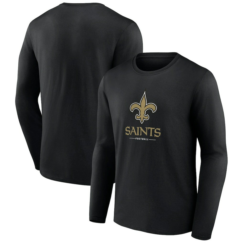 New Orleans Saints Logo Team Lockup Long Sleeve T-Shirt - Black outlet
