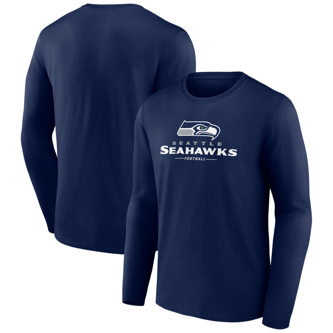 Seattle Seahawks Logo Team Lockup Long Sleeve T-Shirt - College Navy cheap