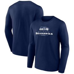 Seattle Seahawks Logo Team Lockup Long Sleeve T-Shirt - College Navy cheap