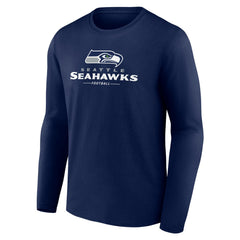 Seattle Seahawks Logo Team Lockup Long Sleeve T-Shirt - College Navy cheap