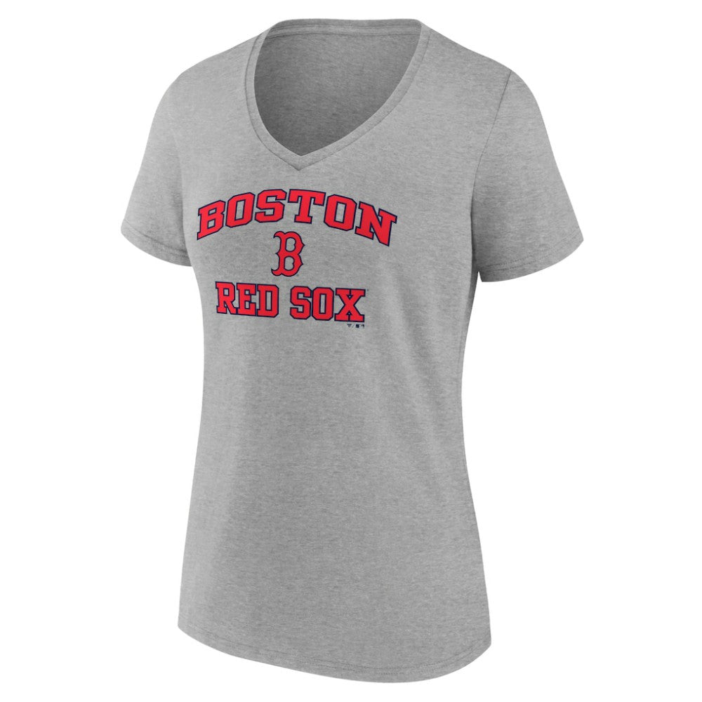 Boston Red Sox Women's Heart and Soul V-Neck T-Shirt Gray