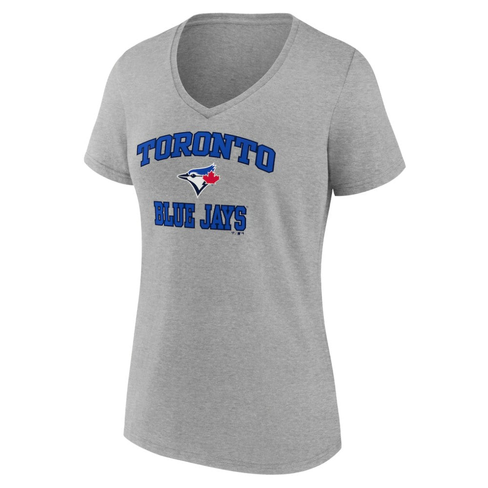 Toronto Blue Jays Women's Heart and Soul V-Neck T-Shirt Gray