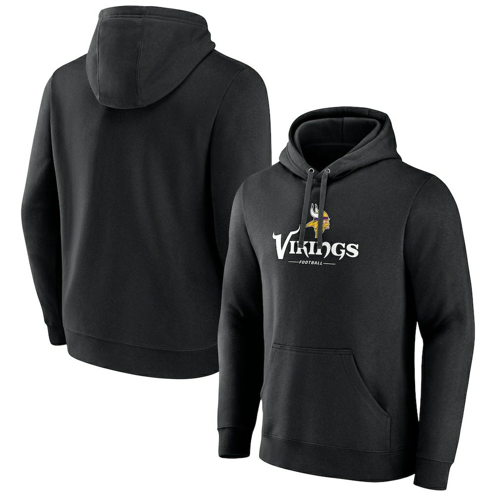 Minnesota Vikings Primary Logo Team Lockup Fitted Pullover Hoodie - Black cheap