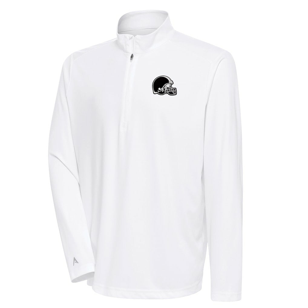 Cleveland Browns Antigua Metallic Logo Tribute Quarter-Zip Top - White for sale