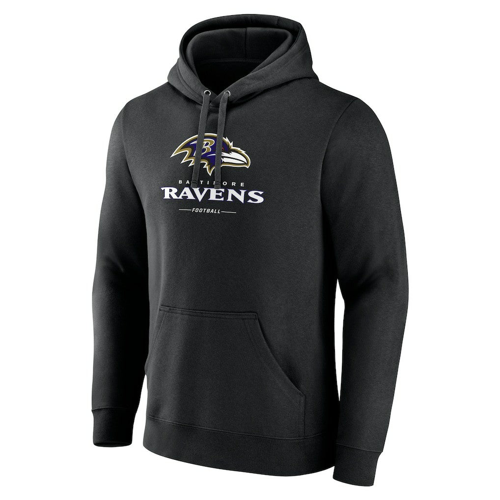 Baltimore Ravens Logo Team Lockup Fitted Pullover Hoodie - Black for sale