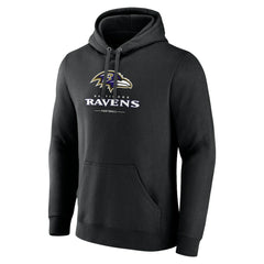 Baltimore Ravens Logo Team Lockup Fitted Pullover Hoodie - Black for sale