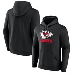 Kansas City Chiefs Logo Team Lockup Fitted Pullover Hoodie - Black for sale