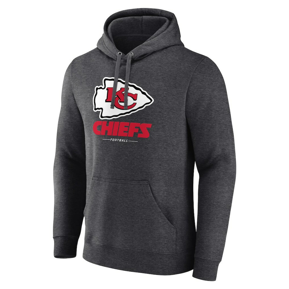 Kansas City Chiefs Logo Team Lockup Fitted Pullover Hoodie - Charcoal on sale