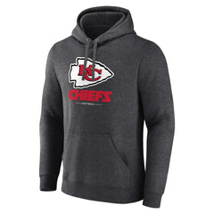 Kansas City Chiefs Logo Team Lockup Fitted Pullover Hoodie - Charcoal on sale