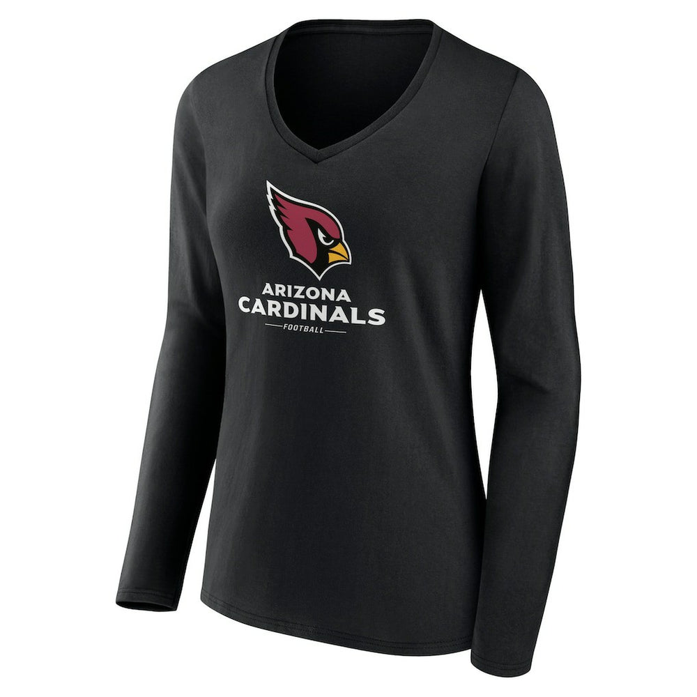 Arizona Cardinals Women's Logo Team Lockup Long Sleeve V-Neck T-Shirt - Black cheap