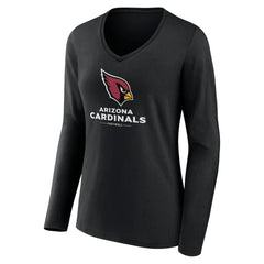 Arizona Cardinals Women's Logo Team Lockup Long Sleeve V-Neck T-Shirt - Black cheap