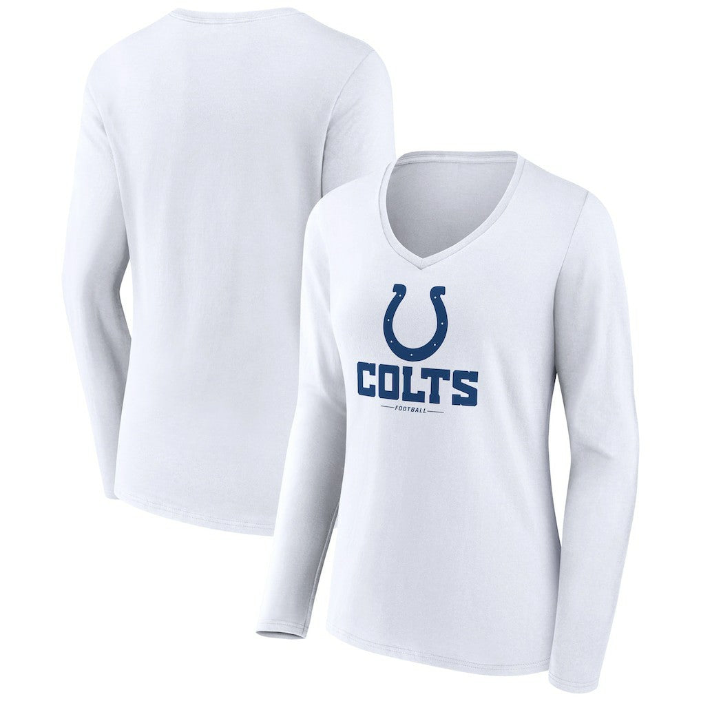 Indianapolis Colts Women's Logo Team Lockup Long Sleeve V-Neck T-Shirt - White outlet