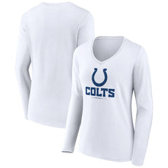 Indianapolis Colts Women's Logo Team Lockup Long Sleeve V-Neck T-Shirt - White outlet