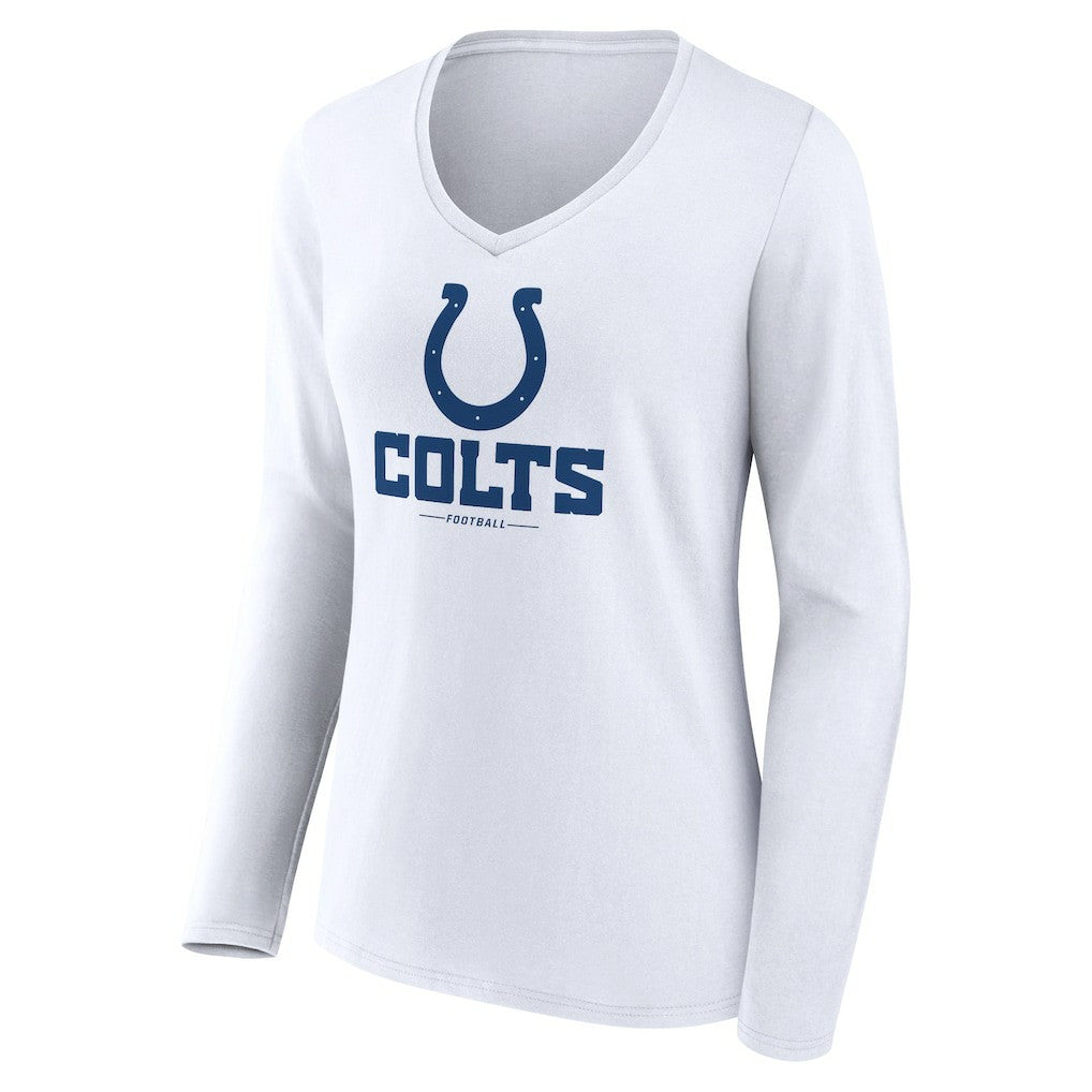 Indianapolis Colts Women's Logo Team Lockup Long Sleeve V-Neck T-Shirt - White outlet