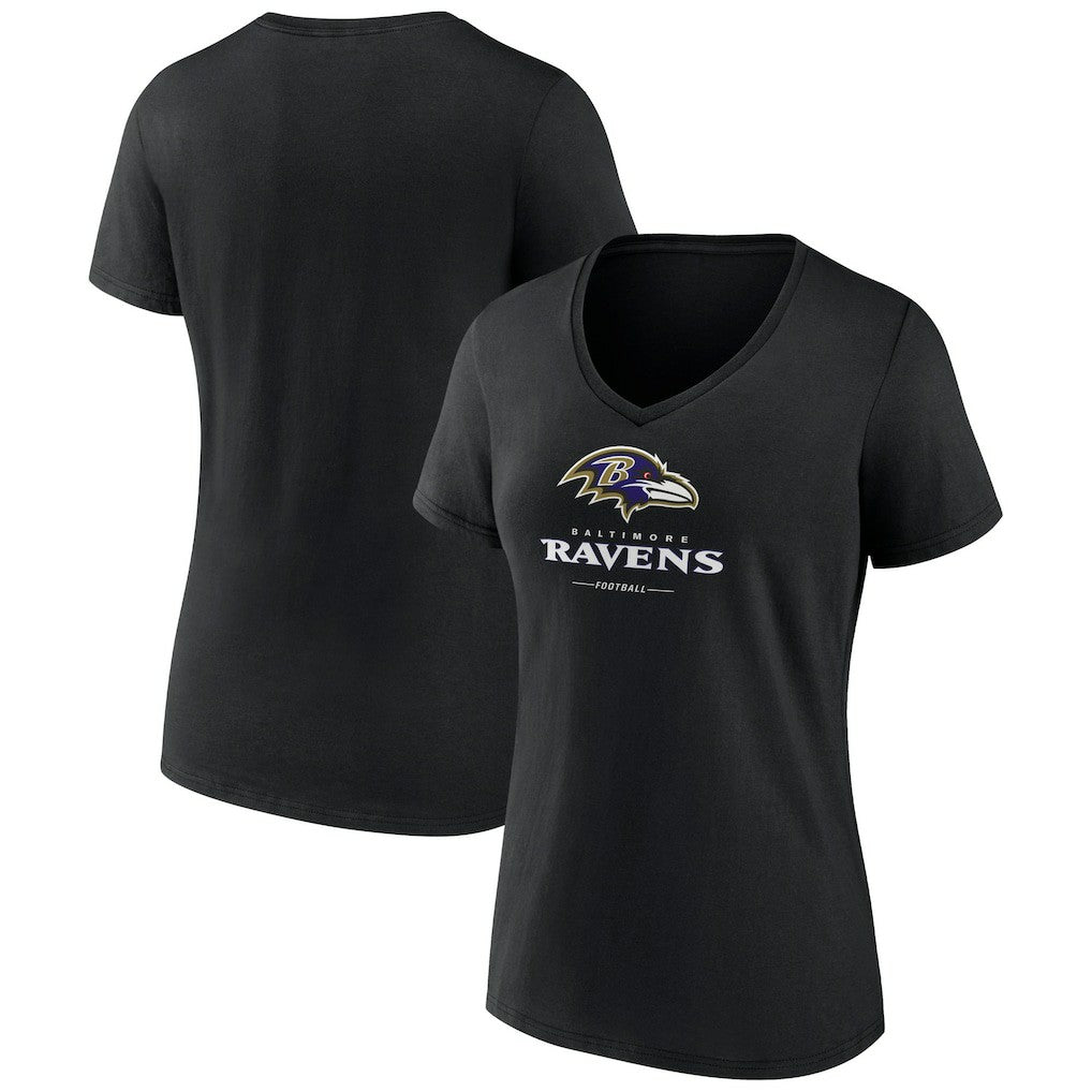 Baltimore Ravens Women's Logo Team Lockup V-Neck T-Shirt - Black online