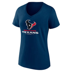 Houston Texans Women's Logo Team Lockup V-Neck T-Shirt - Navy for sale