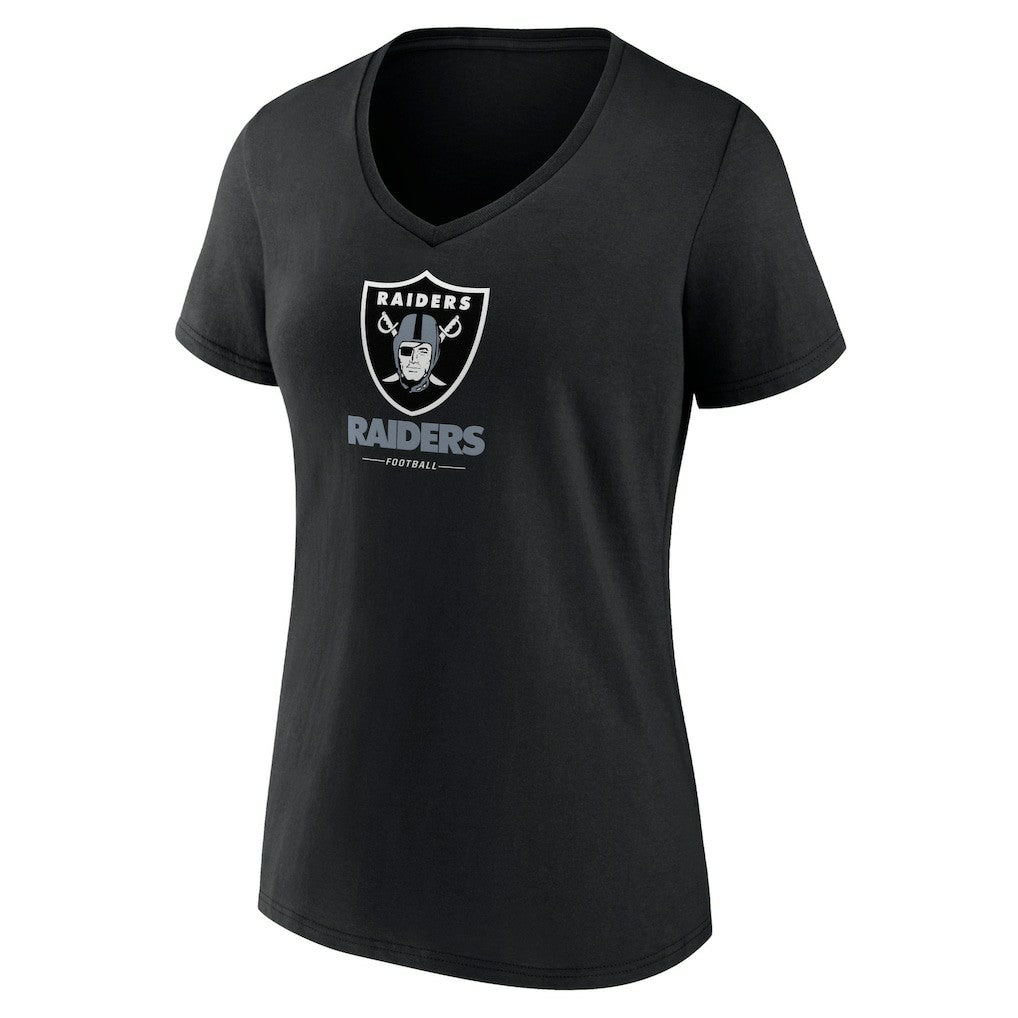 Las Vegas Raiders Women's Logo Team Lockup V-Neck T-Shirt - Black for sale