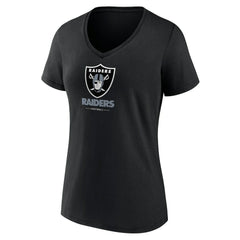 Las Vegas Raiders Women's Logo Team Lockup V-Neck T-Shirt - Black for sale