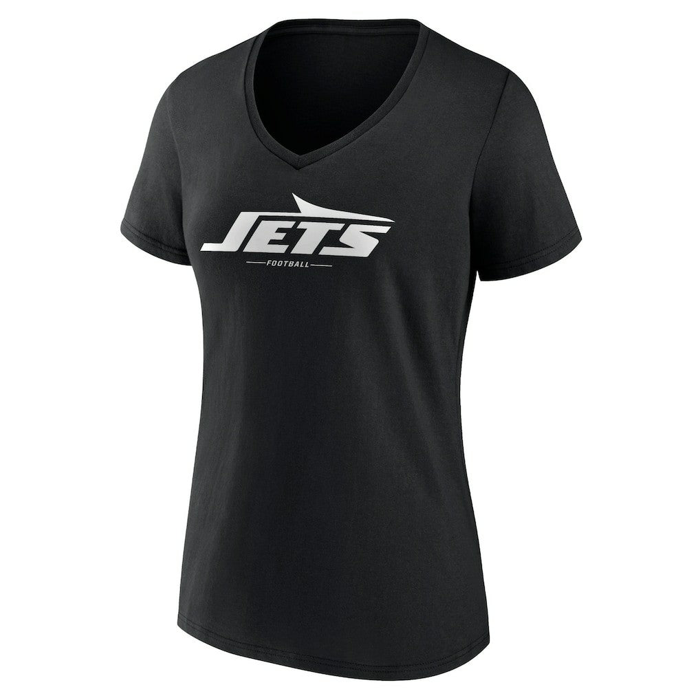 New York Jets Women's Logo Team Lockup V-Neck T-Shirt - Black cheap