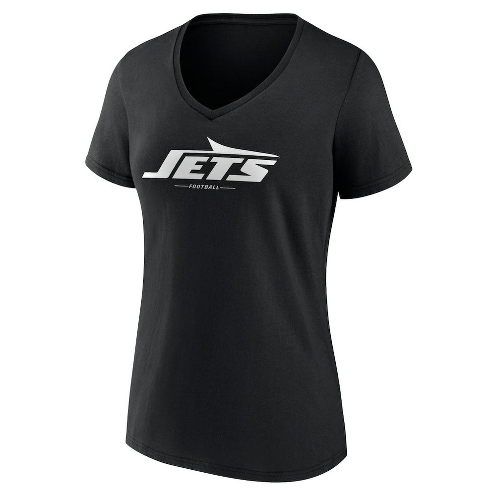 New York Jets Women's Logo Team Lockup V-Neck T-Shirt - Black cheap