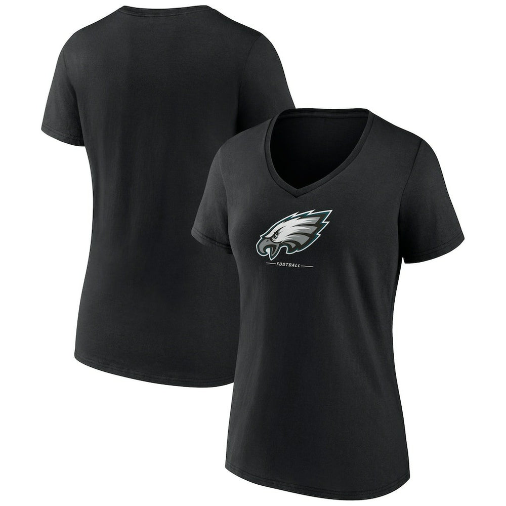 Philadelphia Eagles Women's Logo Team Lockup V-Neck T-Shirt - Black cheap