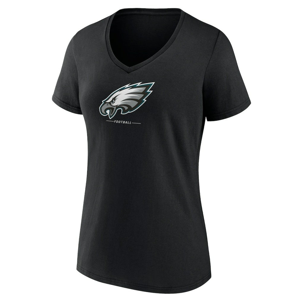 Philadelphia Eagles Women's Logo Team Lockup V-Neck T-Shirt - Black cheap