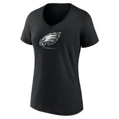 Philadelphia Eagles Women's Logo Team Lockup V-Neck T-Shirt - Black cheap