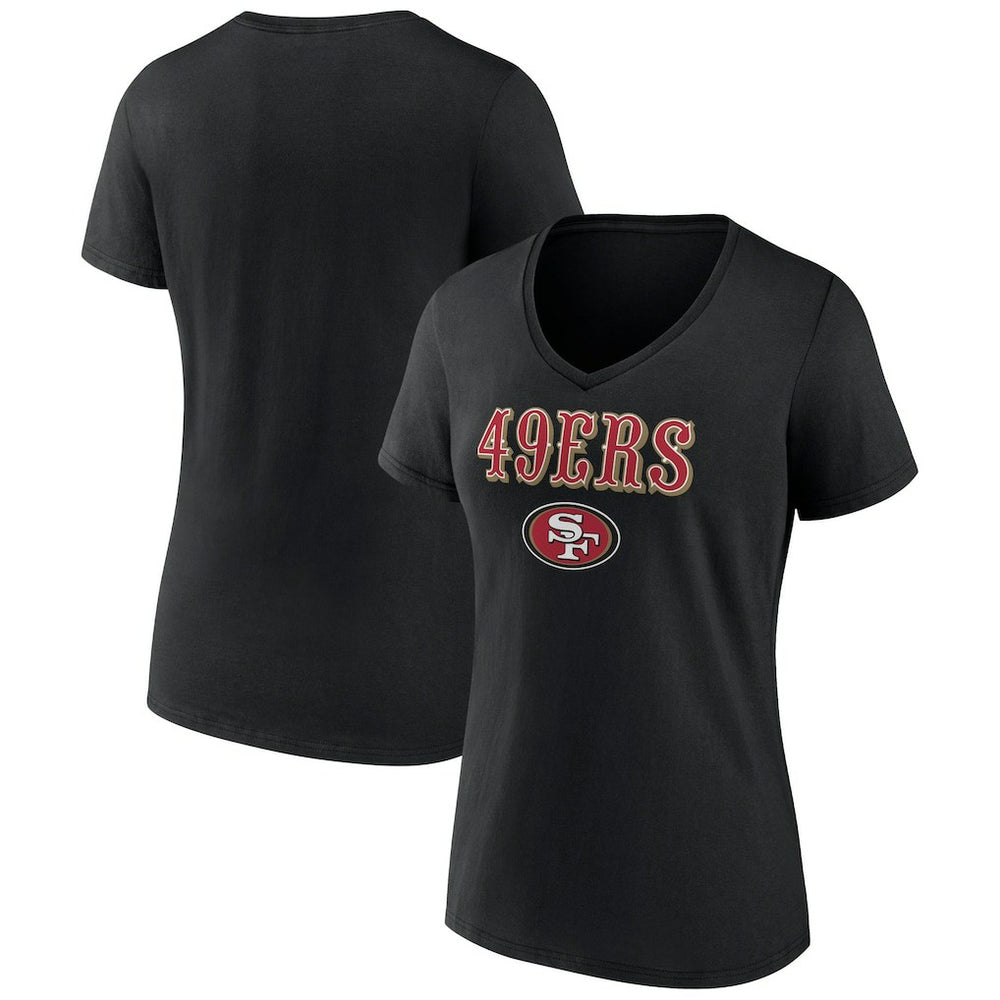 San Francisco 49ers Women's Logo Team Lockup V-Neck T-Shirt - Black sale