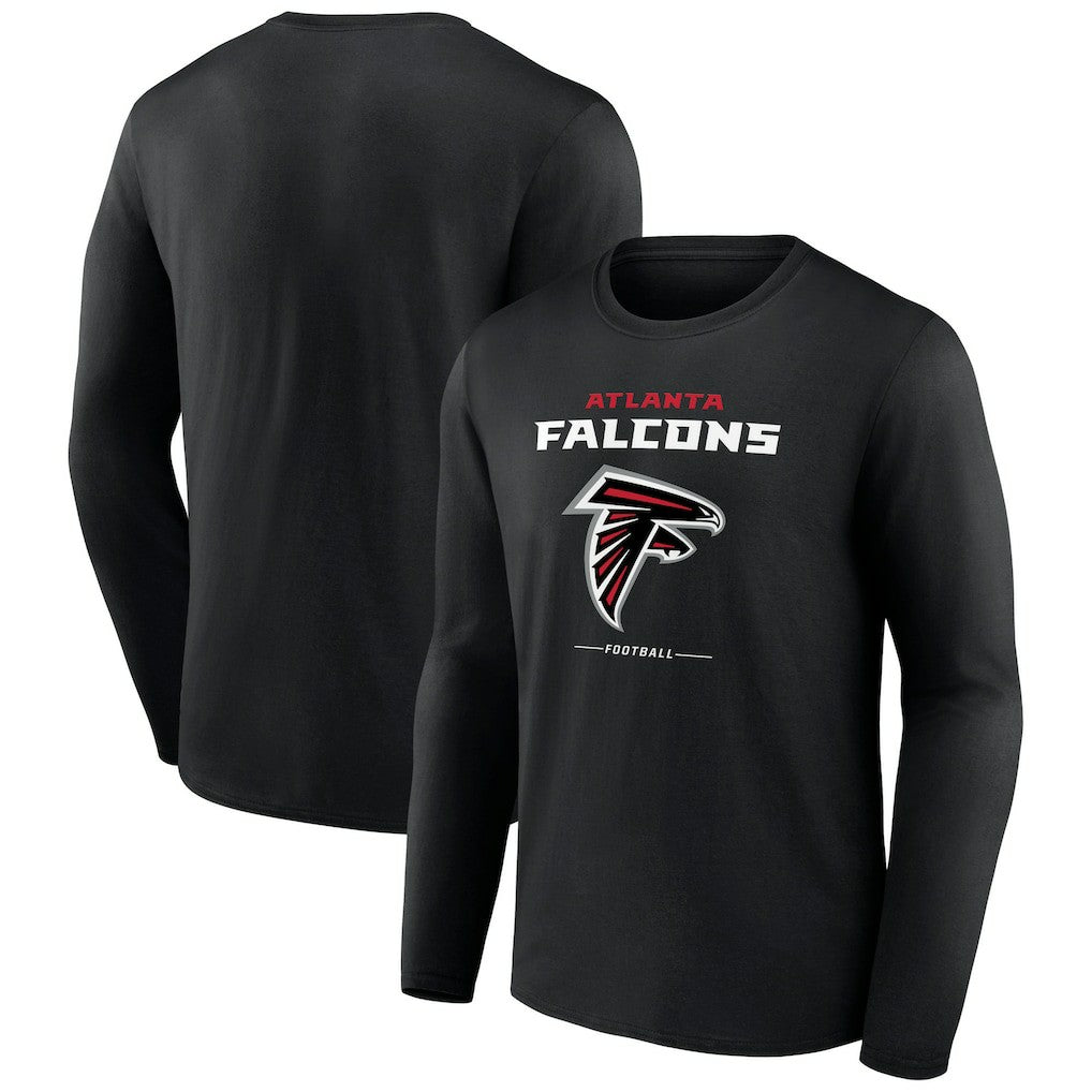 Atlanta Falcons Logo Team Lockup Long Sleeve T-Shirt - Black discount