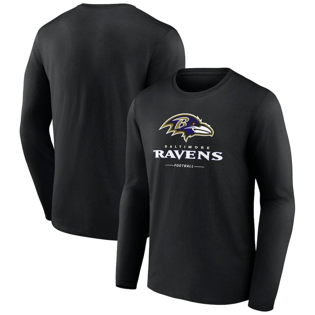 Baltimore Ravens Logo Team Lockup Long Sleeve T-Shirt - Black discount