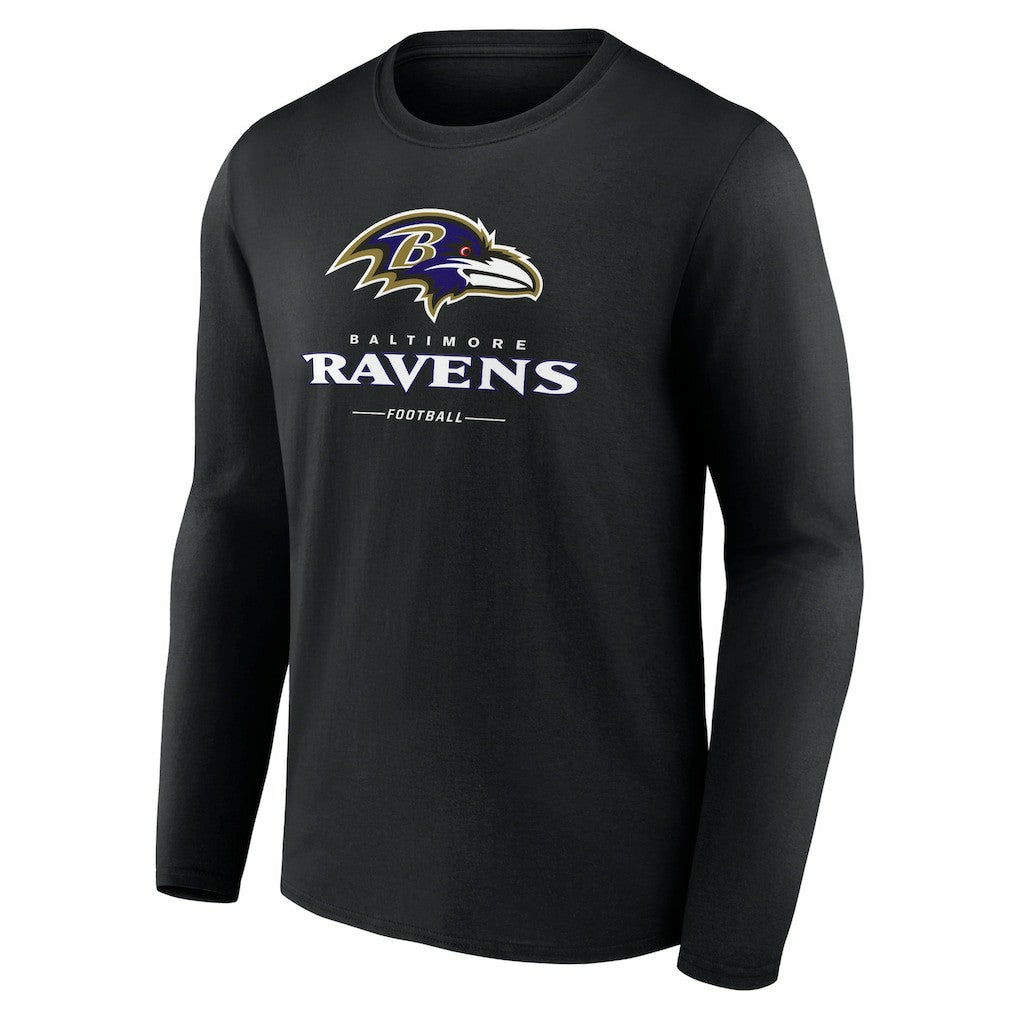 Baltimore Ravens Logo Team Lockup Long Sleeve T-Shirt - Black discount