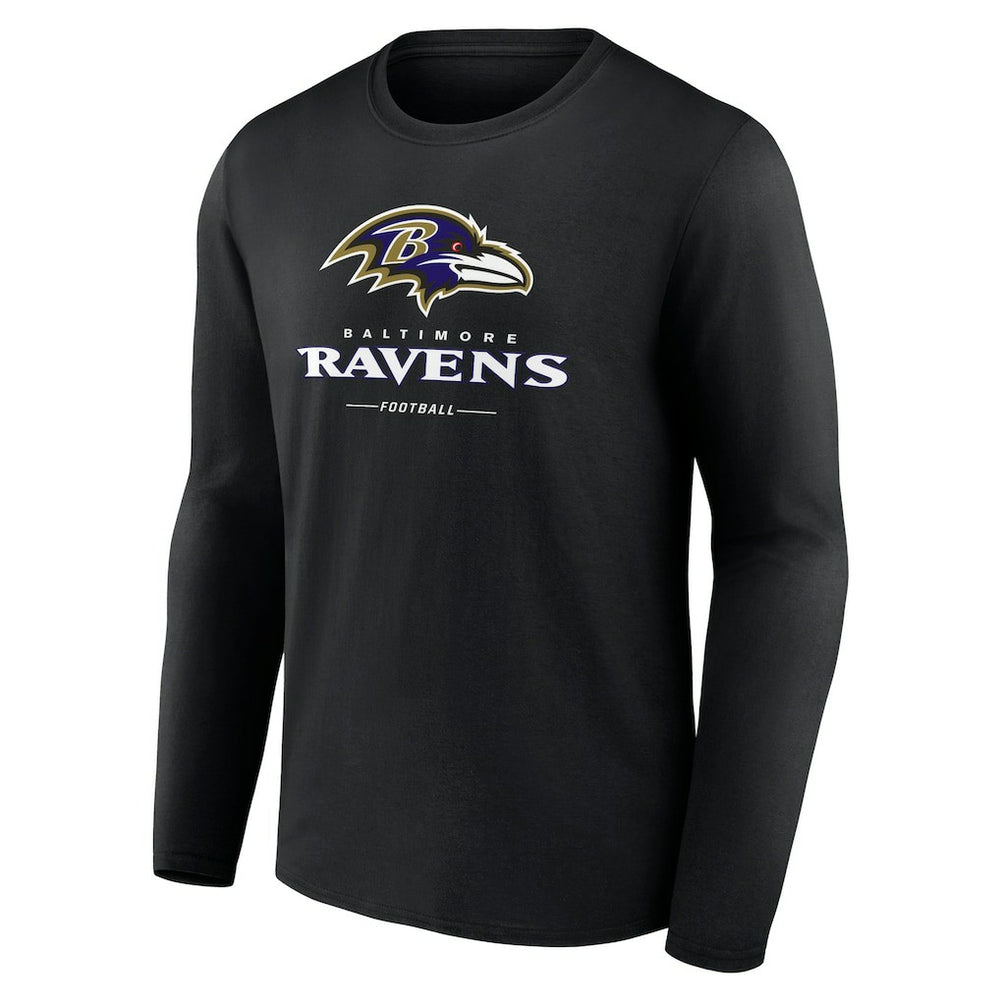 Baltimore Ravens Logo Team Lockup Long Sleeve T-Shirt - Black discount