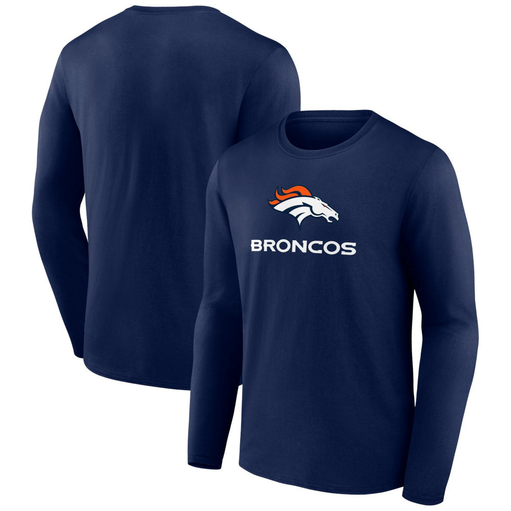 Denver Broncos Logo Team Lockup Long Sleeve T-Shirt - Navy for sale