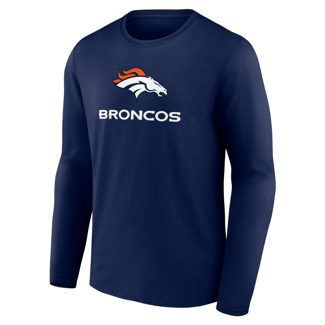 Denver Broncos Logo Team Lockup Long Sleeve T-Shirt - Navy for sale