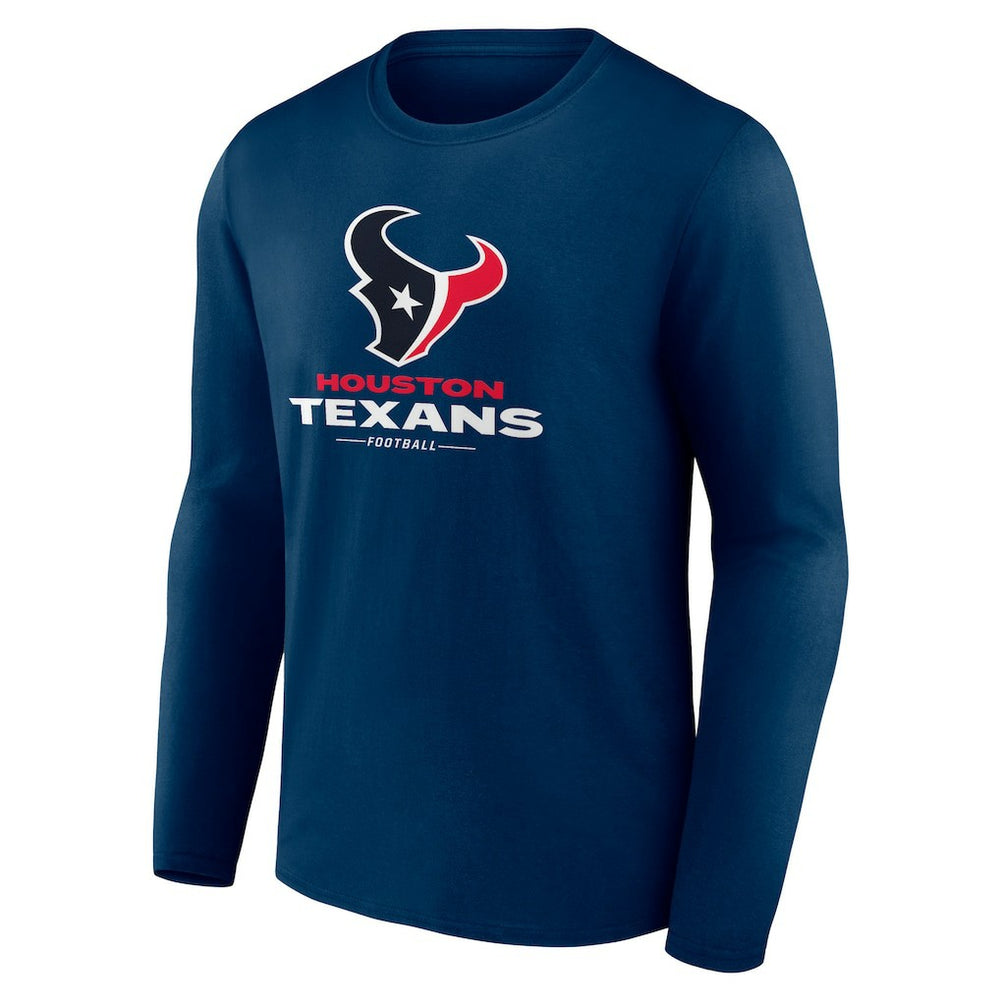 Houston Texans Logo Team Lockup Long Sleeve T-Shirt - Navy discount
