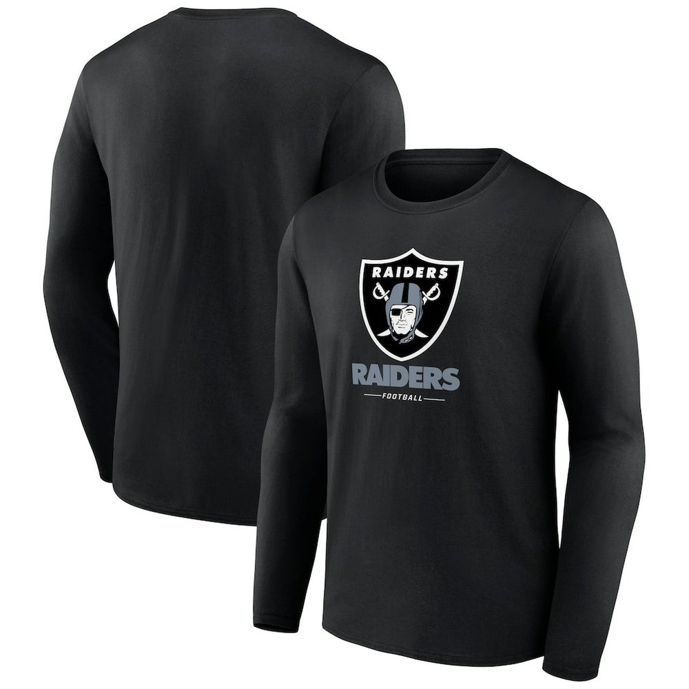 Las Vegas Raiders Logo Team Lockup Long Sleeve T-Shirt - Black cheap