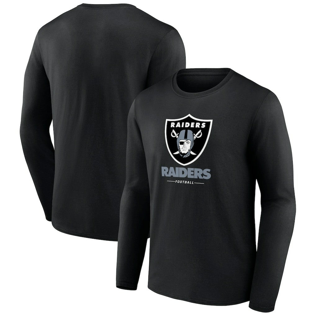 Las Vegas Raiders Logo Team Lockup Long Sleeve T-Shirt - Black cheap