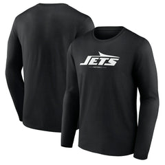 New York Jets Logo Team Lockup Long Sleeve T-Shirt - Black for sale
