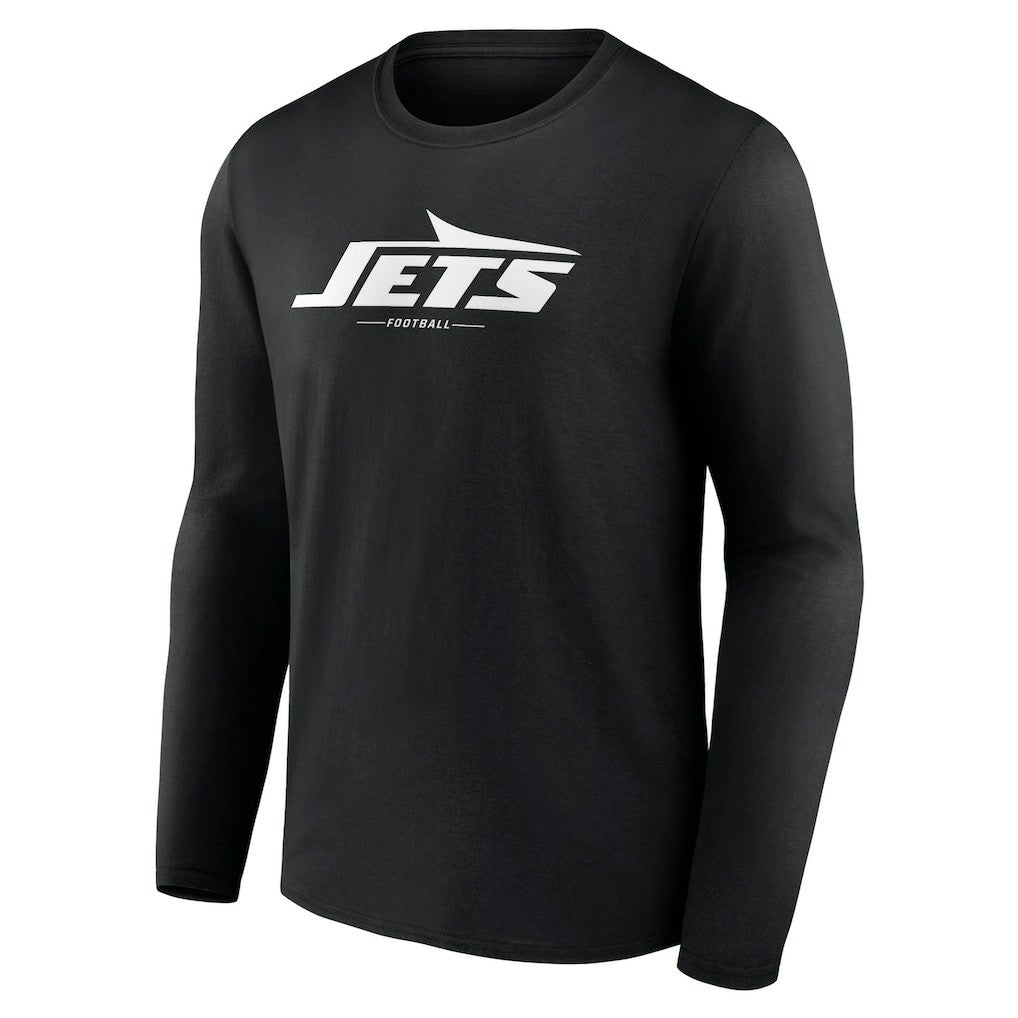 New York Jets Logo Team Lockup Long Sleeve T-Shirt - Black for sale