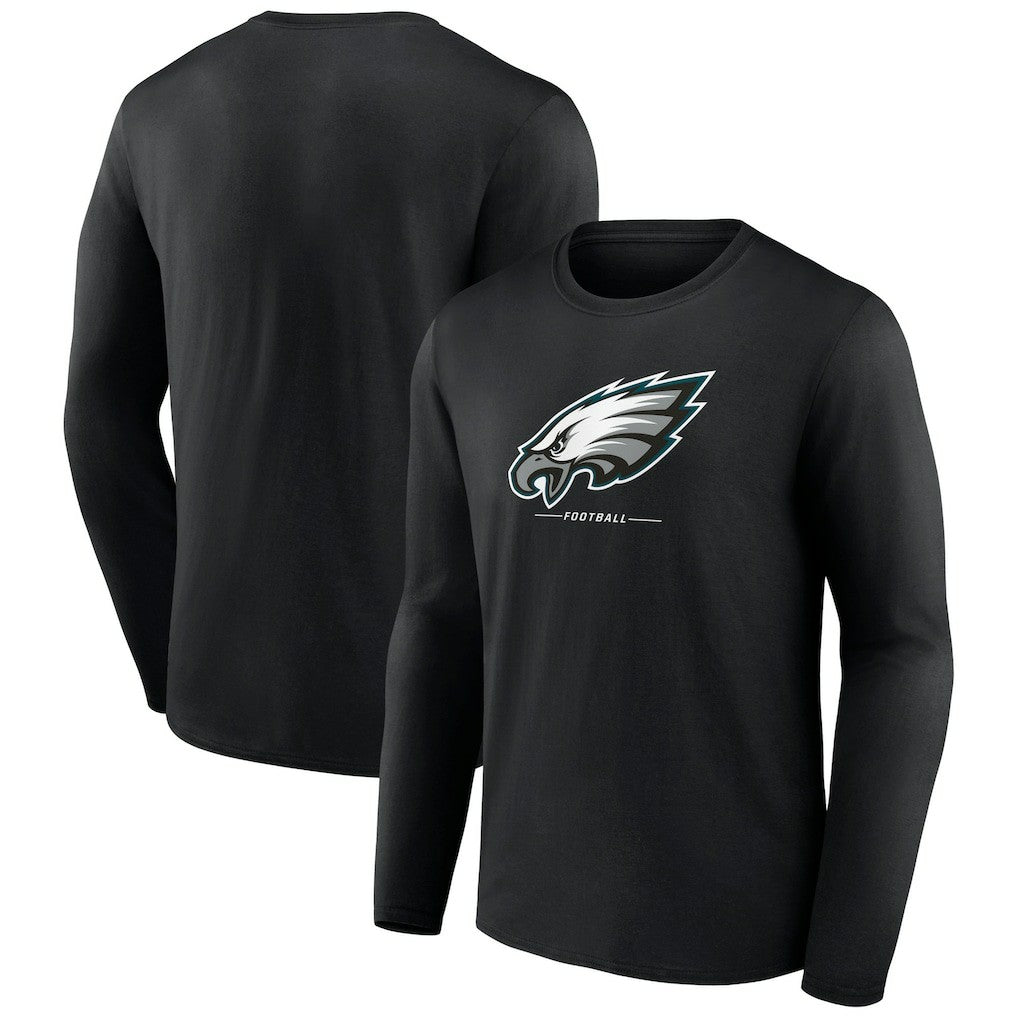 Philadelphia Eagles Logo Team Lockup Long Sleeve T-Shirt - Black cheap