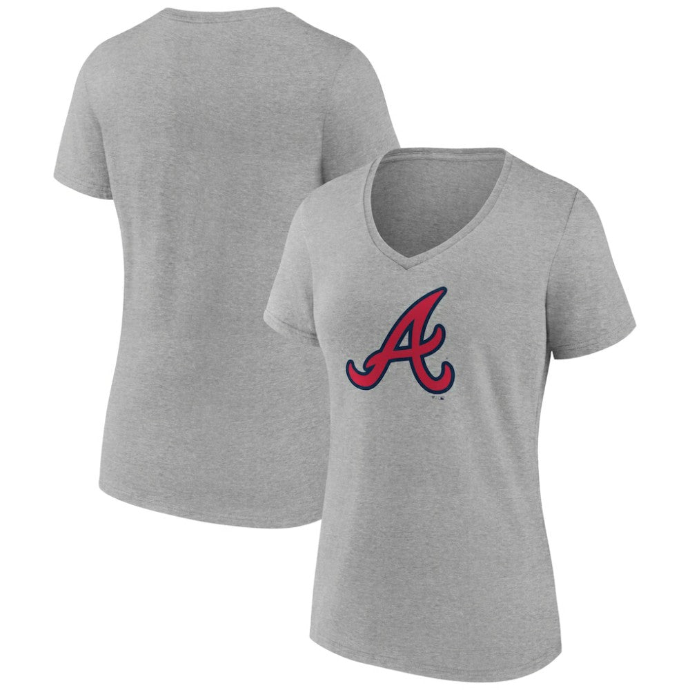 Atlanta Braves Women's Official Logo V-Neck T-Shirt Gray