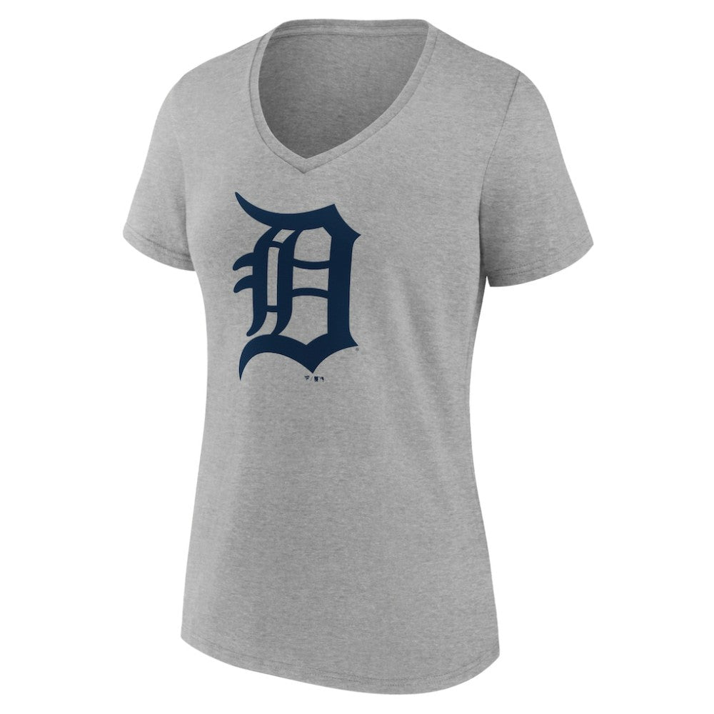 Detroit Tigers Women's Official Logo V-Neck T-Shirt Gray