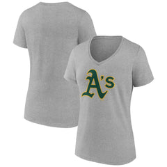 Athletics Women's Official Logo V-Neck T-Shirt Gray