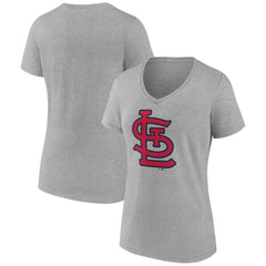 St. Louis Cardinals Women's Official Logo V-Neck T-Shirt Gray