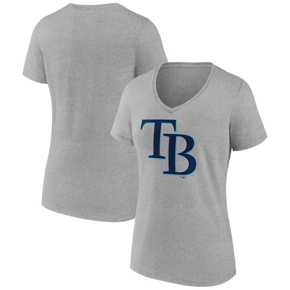 Tampa Bay Rays Women's Official Logo V-Neck T-Shirt Gray