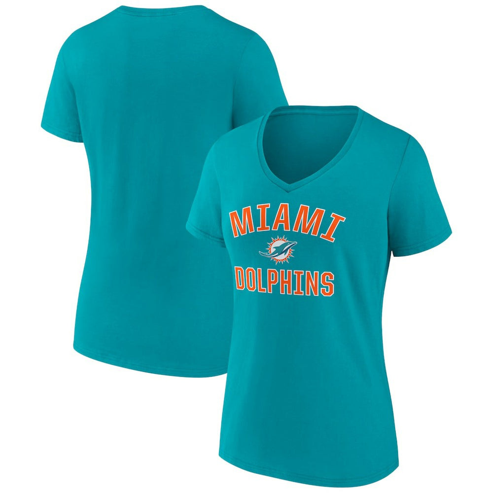 Miami Dolphins Women's Victory Arch Team V-Neck T-Shirt - Aqua for sale