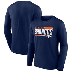 Denver Broncos On Side Stripe Team Long Sleeve T-Shirt - Navy on sale